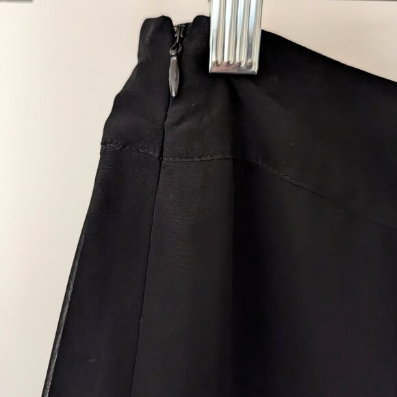 Women's Chiffon Lined Woven Black Pink Floral A-Line Skirt Sz 8 Medium EUC - Picture 8 of 8